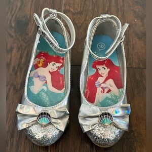 Disney Ariel Glittery Silver Toddler Low Heel Dress Up Shoes